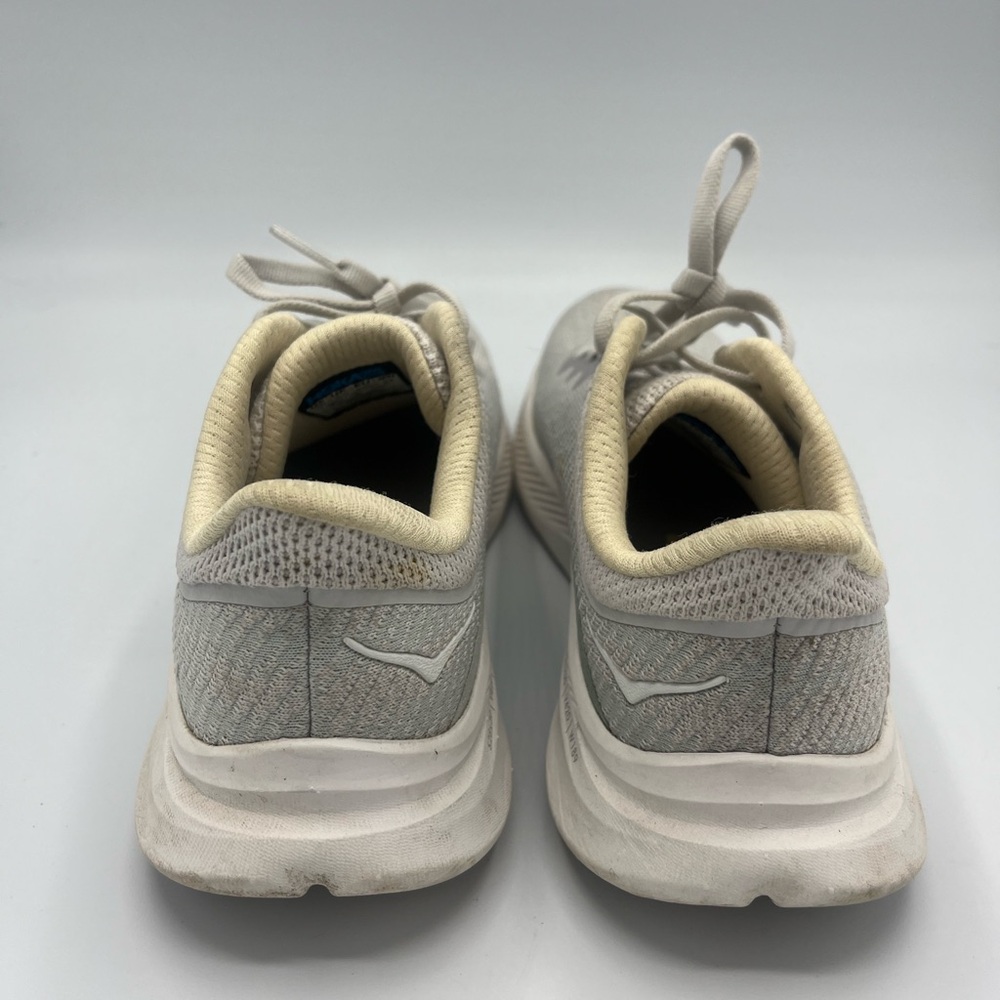 Hoka One One Gray Cream Athletic Shoes with Cushioned Design - Picture 4 of 7